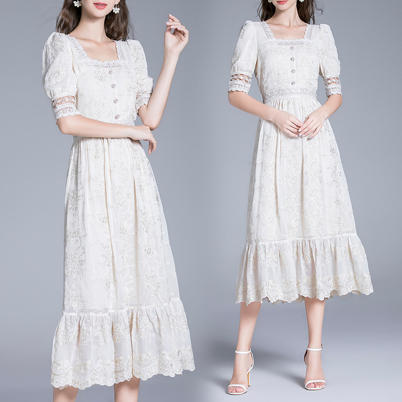 Lace France style dress gauze summer long dress