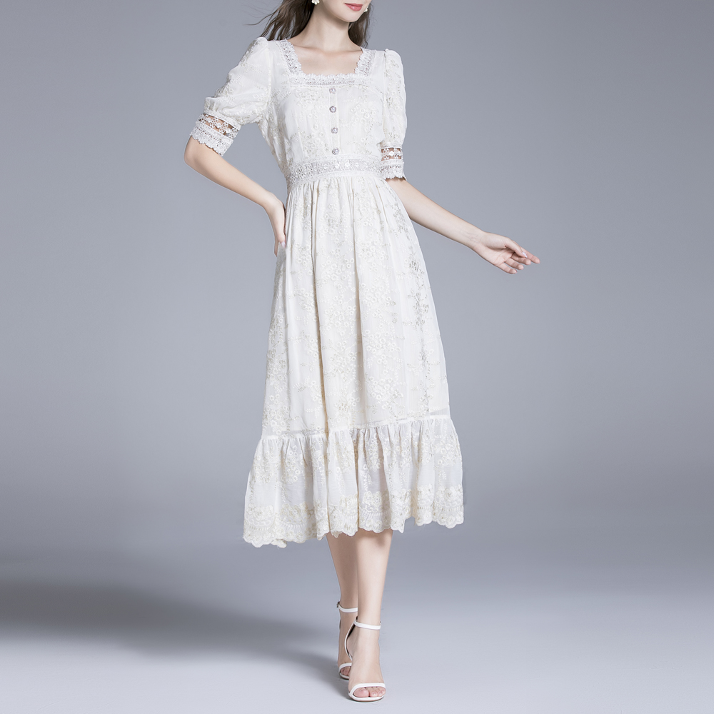 Lace France style dress gauze summer long dress