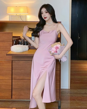 Slim split sling temperament Korean style summer dress