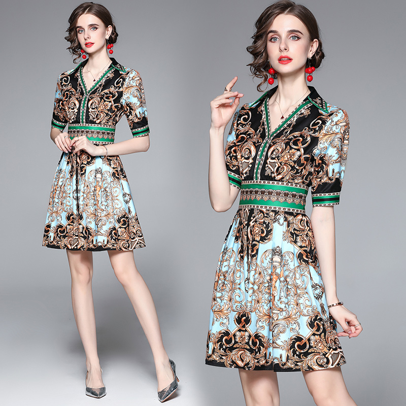 Floral summer retro shirt France style national style dress