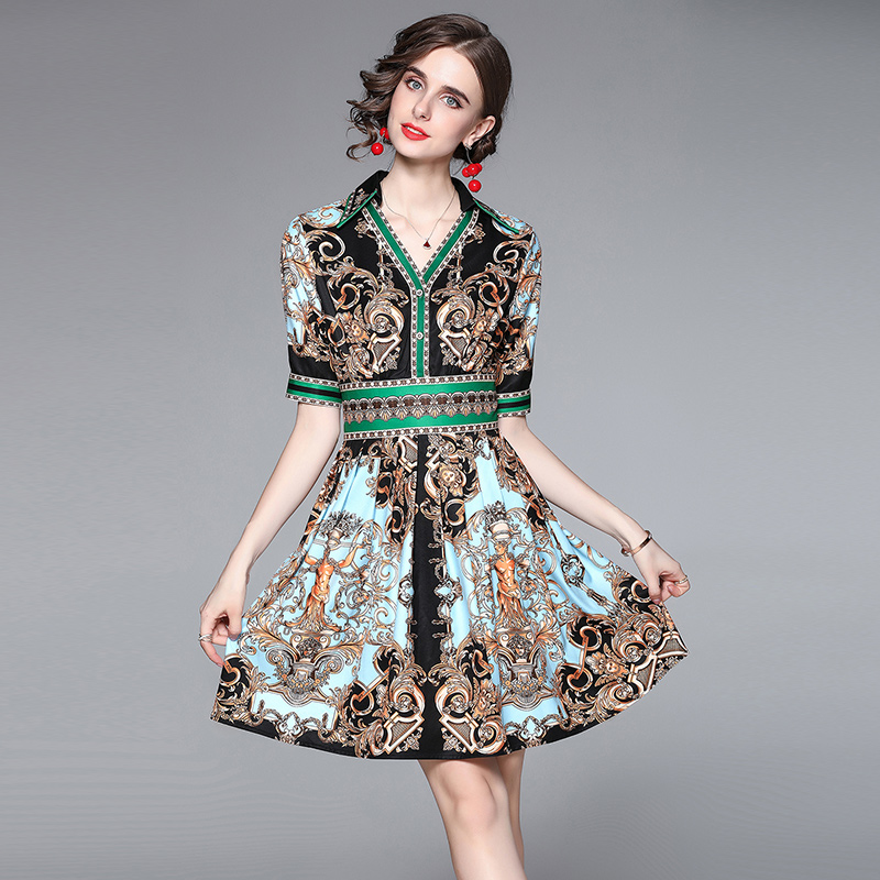 Floral summer retro shirt France style national style dress