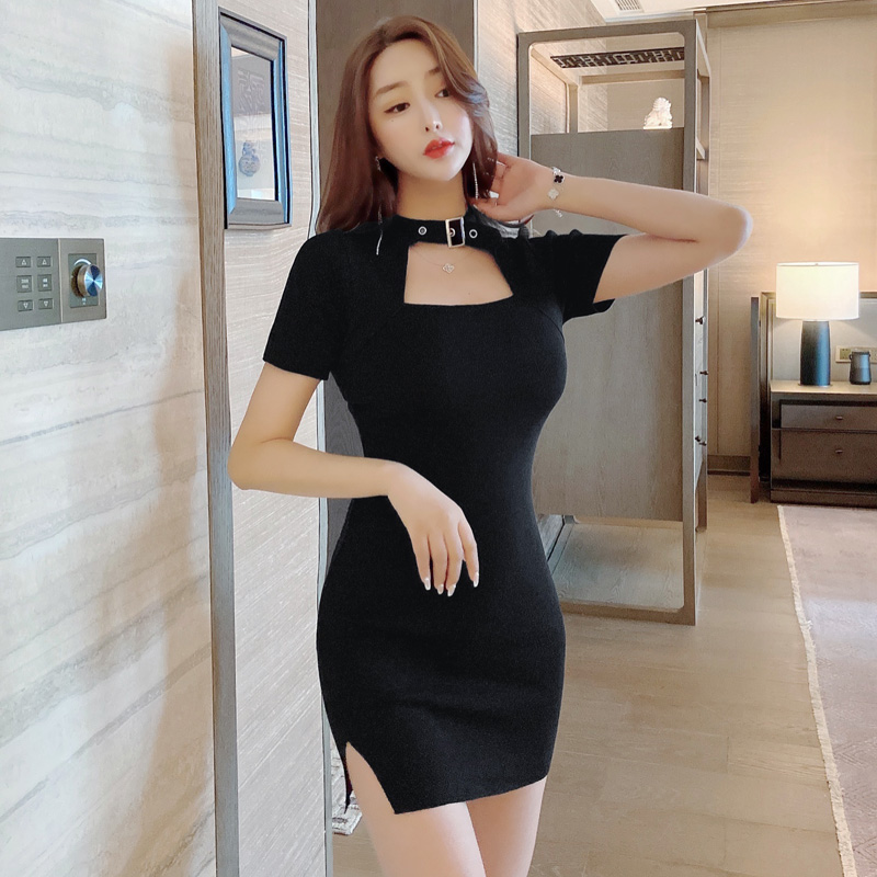 Halter summer package hip slim knitted dress for women