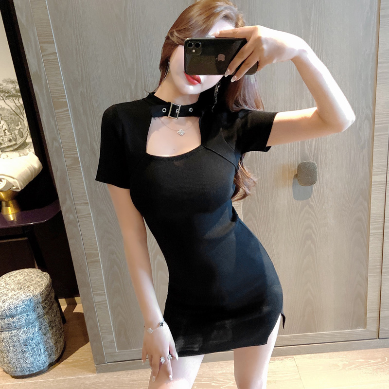 Halter summer package hip slim knitted dress for women