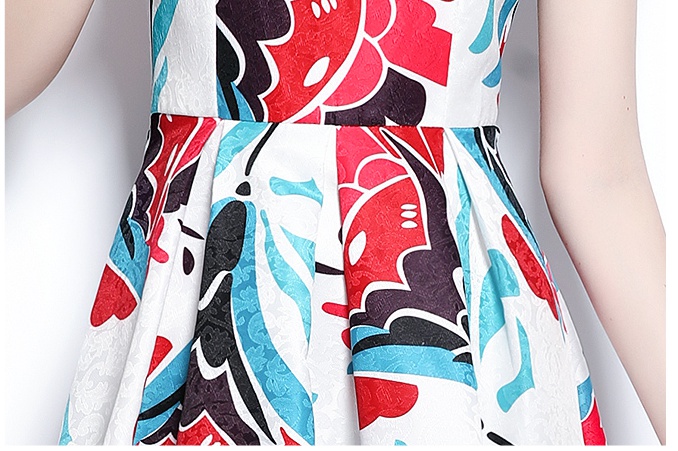 Printing sleeveless dress sleeveless long dress