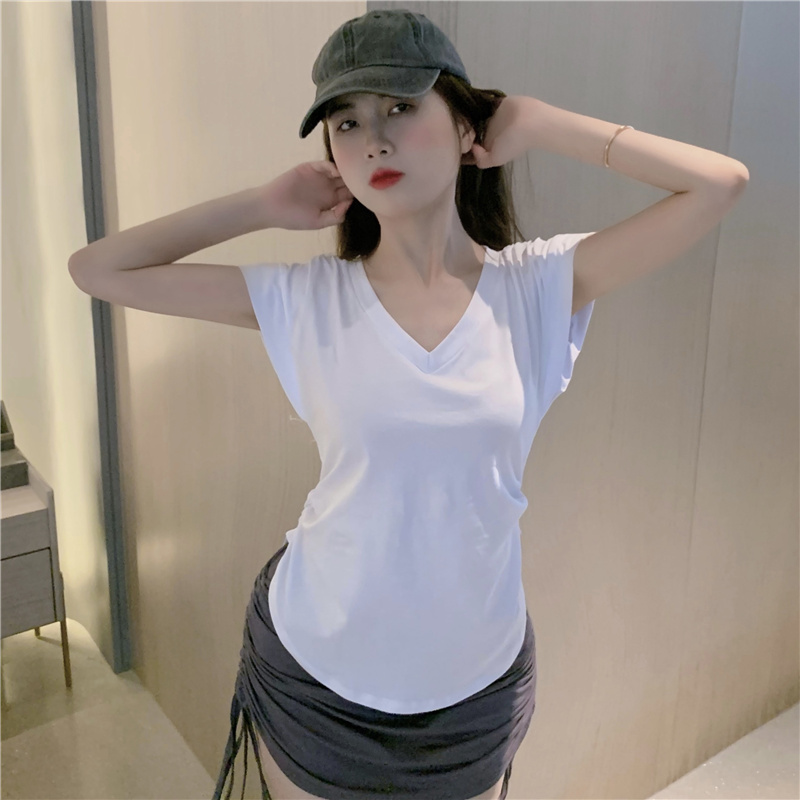 Boats sleeve irregular side fold pinched waist tops