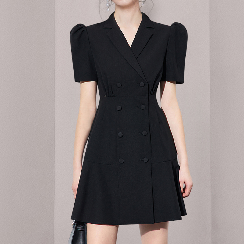 Double-breasted summer business suit slim dress for women