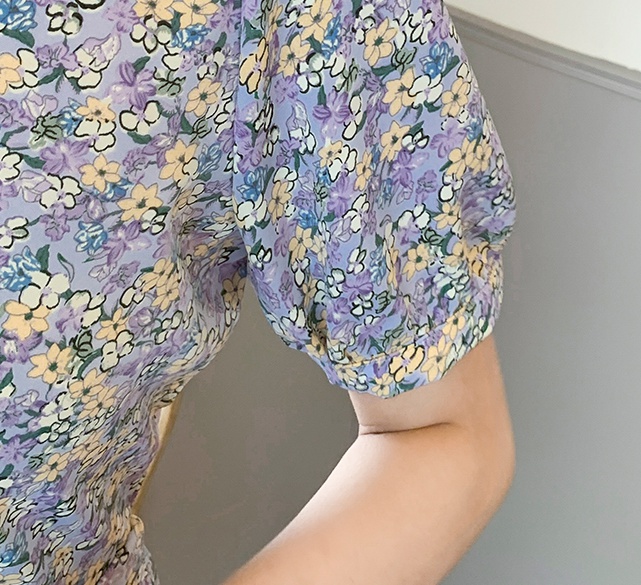 Floral slim dress short sleeve summer T-back for women