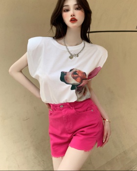 Korean style fashion shorts sleeveless T-shirt 2pcs set