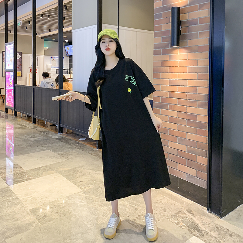 Large yard printing T-shirt Korean style Casual dress for women