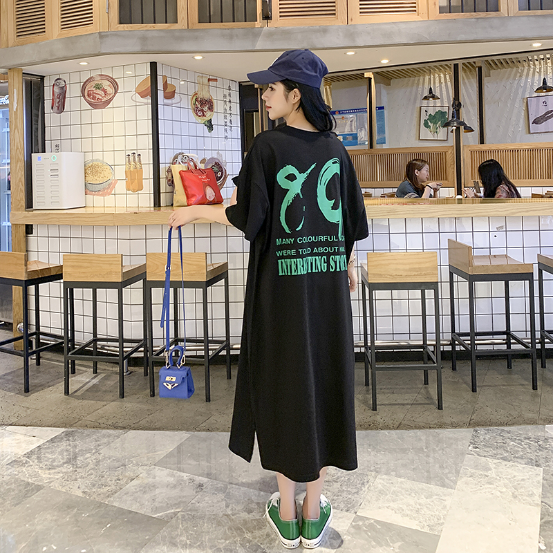 Korean style fat loose dress Casual long T-shirt for women