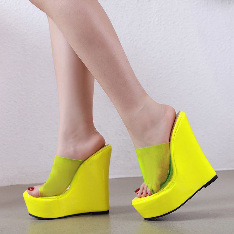 High-heeled European style slippers for women