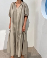 Retro fold Korean style long dress slim loose dress