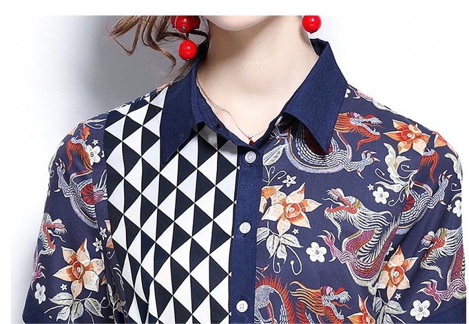 Frenum shirt collar dress floral short sleeve shirt