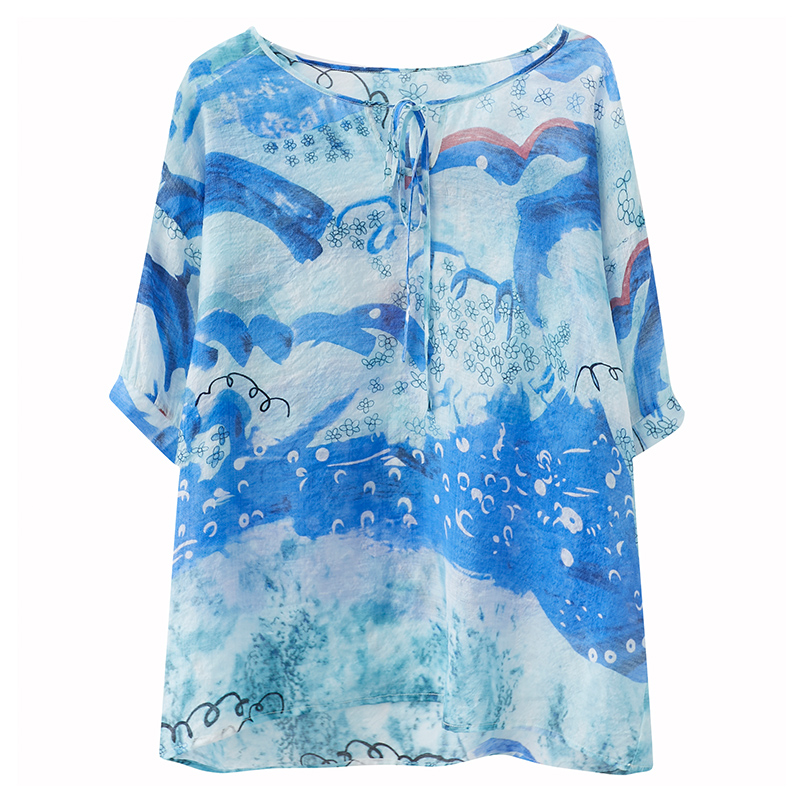 Retro short sleeve tops summer T-shirt for women