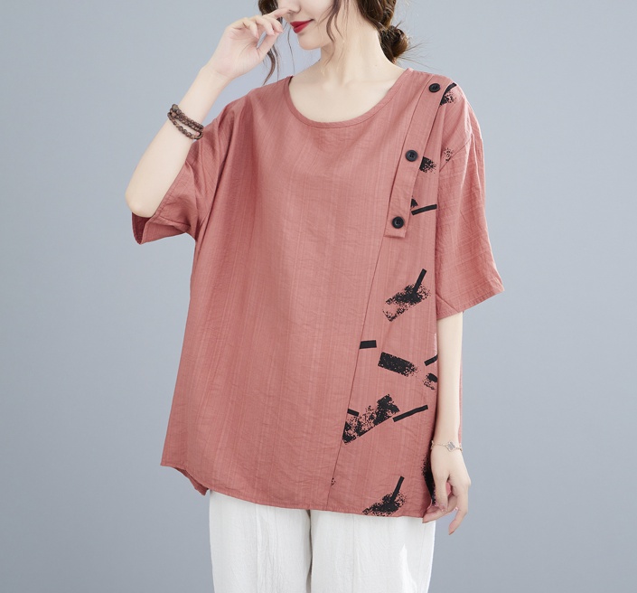 Large yard printing tops breasted T-shirt for women