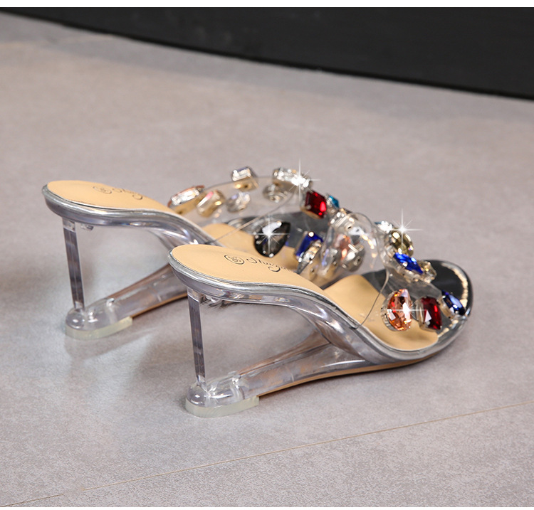 Transparent slippers high-heeled shoes for women