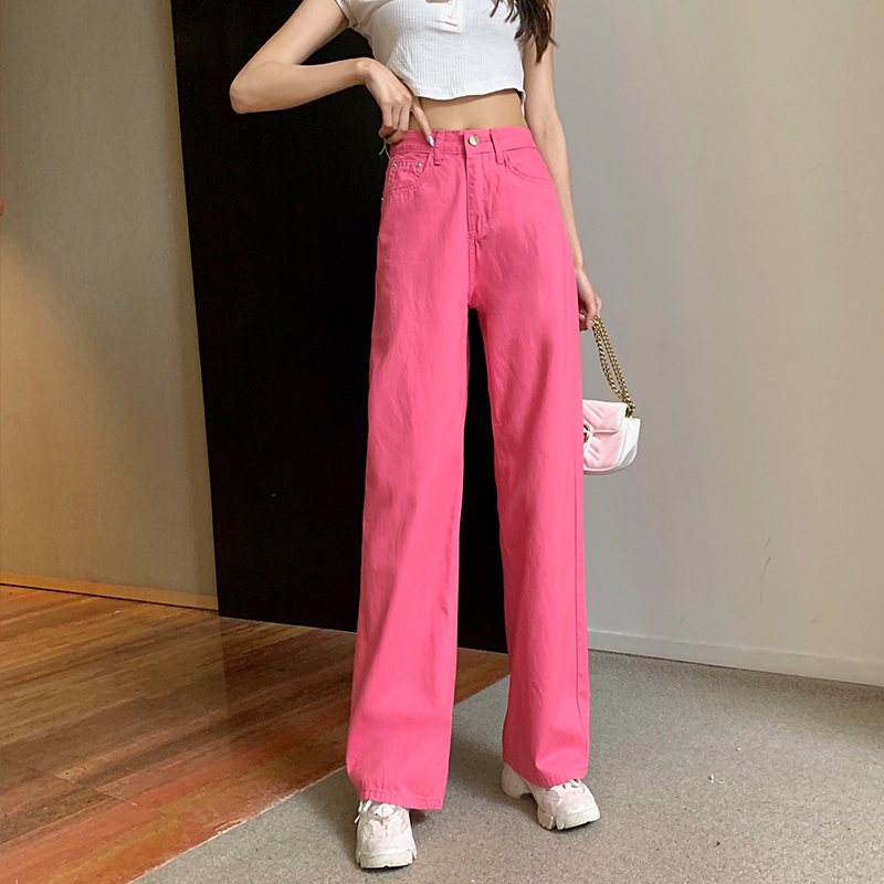 Slim straight high waist loose wide leg drape jeans