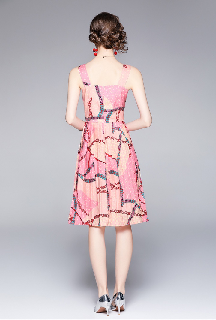 Slim summer fashion pleated printing dress