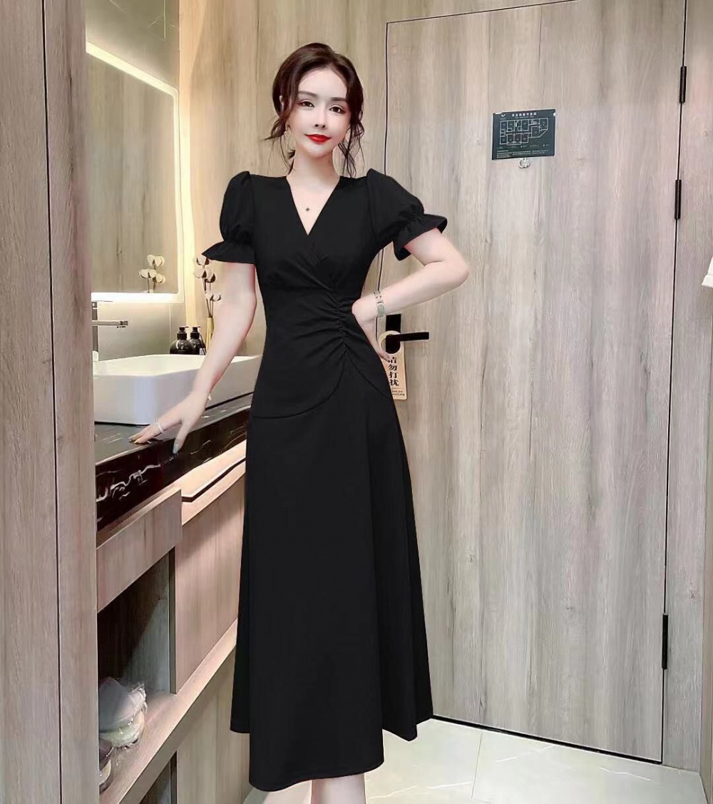 Sling dress pinched waist evening dress for women