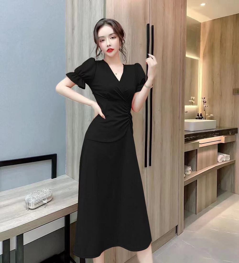 Sling dress pinched waist evening dress for women