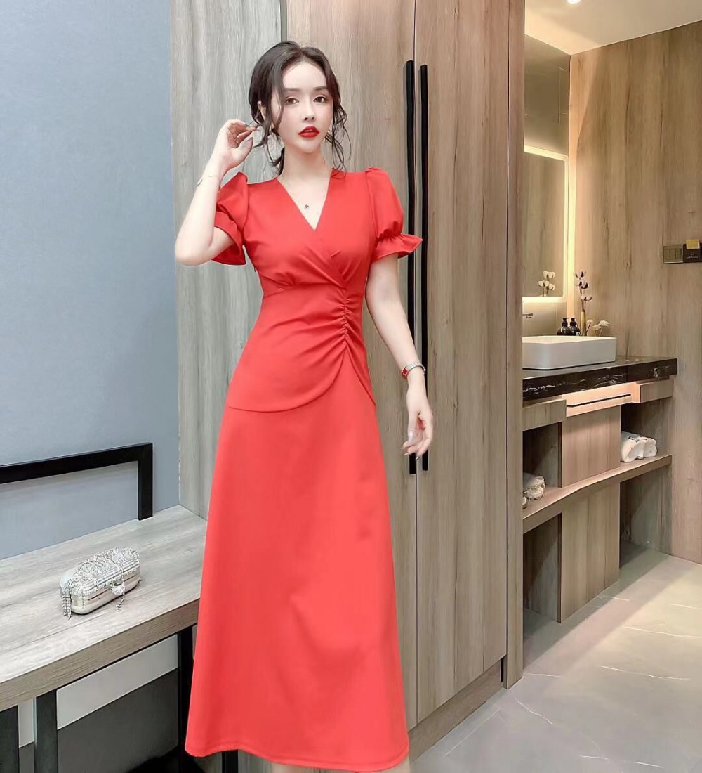 Sling dress pinched waist evening dress for women