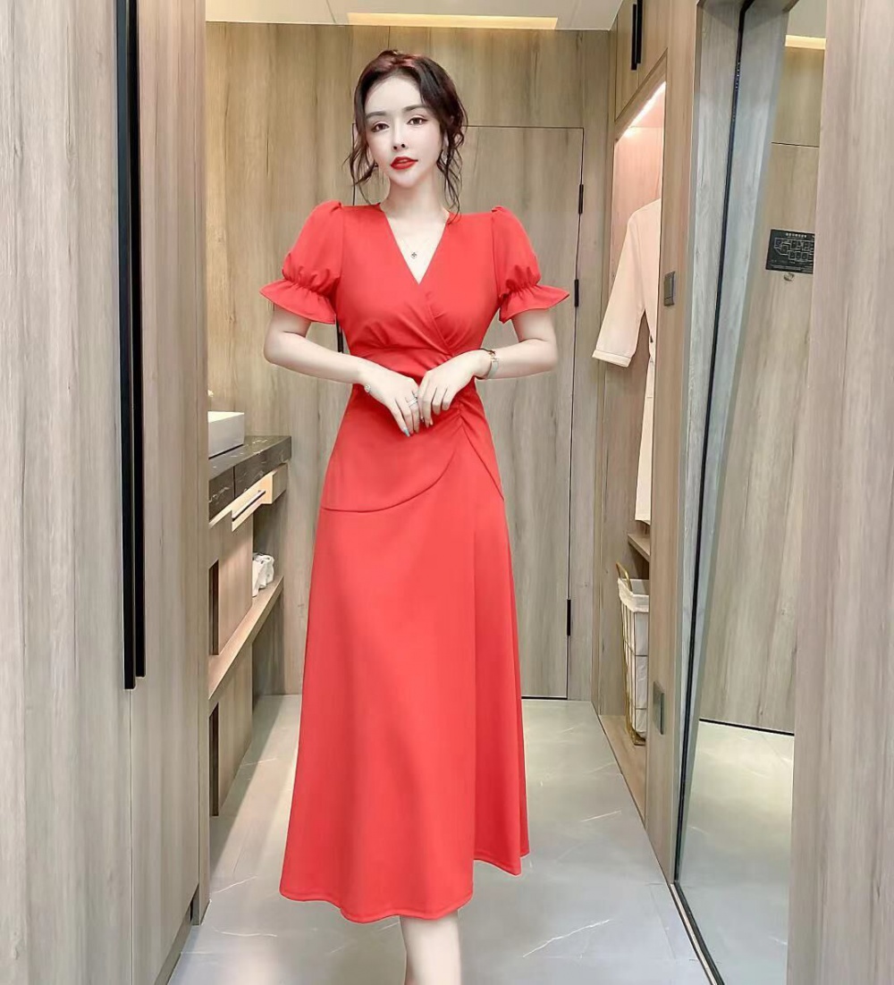 Sling dress pinched waist evening dress for women