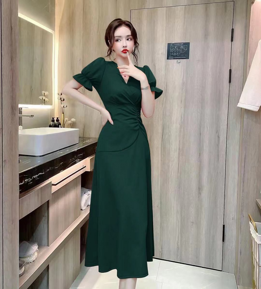 Sling dress pinched waist evening dress for women