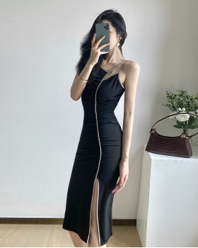 Summer sexy mixed colors bottoming light fold dress