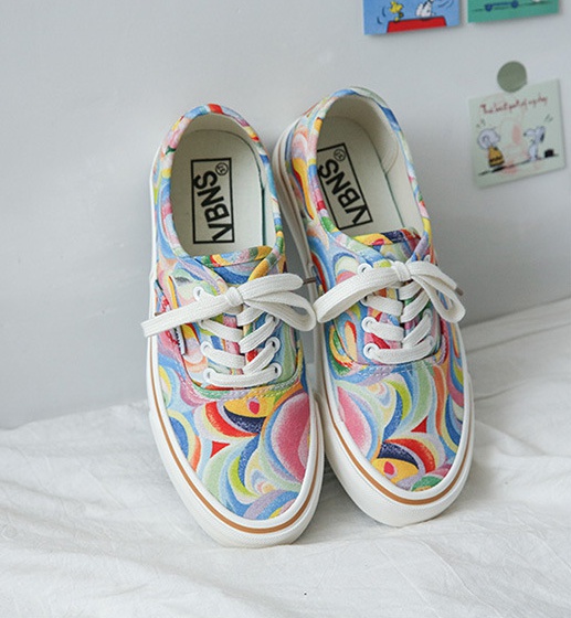 Low rainbow cloth shoes spring canvas shoes for men