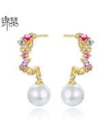Korean style pearl glaze earrings colors fashion stud earrings