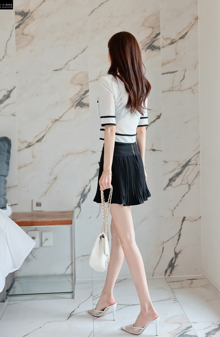 Korean style high waist cardigan slim tops a set