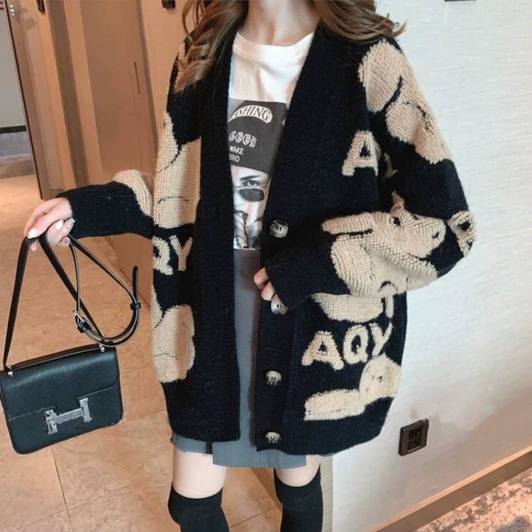 Western style loose coat autumn and winter cardigan