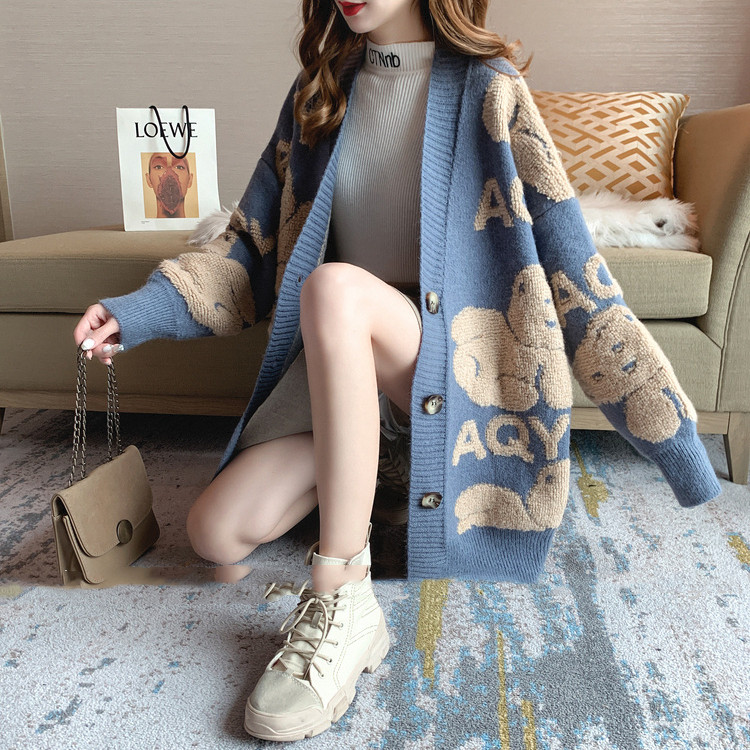 Western style loose coat autumn and winter cardigan