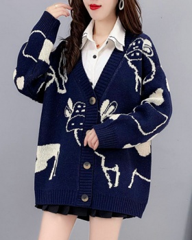 Spring and autumn knitted coat loose cardigan for women