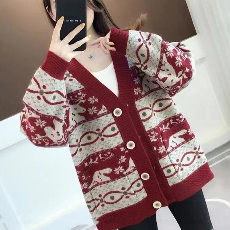 Korean style loose cardigan knitted sweater for women
