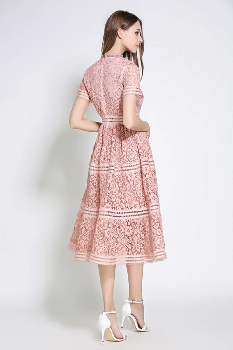 Elegant long big skirt summer lace dress for women
