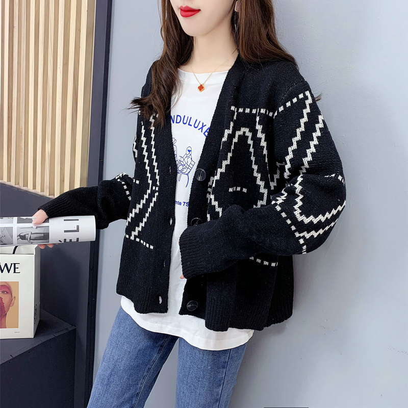 Loose Korean style diamond coat retro all-match sweater