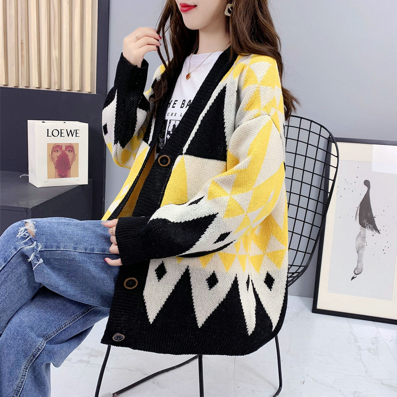 Korean style loose cardigan knitted lazy coat for women