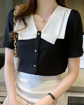 Doll collar T-shirt short sleeve tops for women