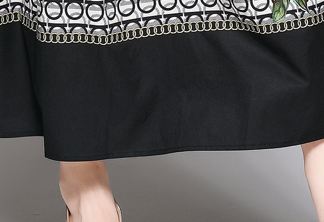 Fashion printing pinched waist slim dress