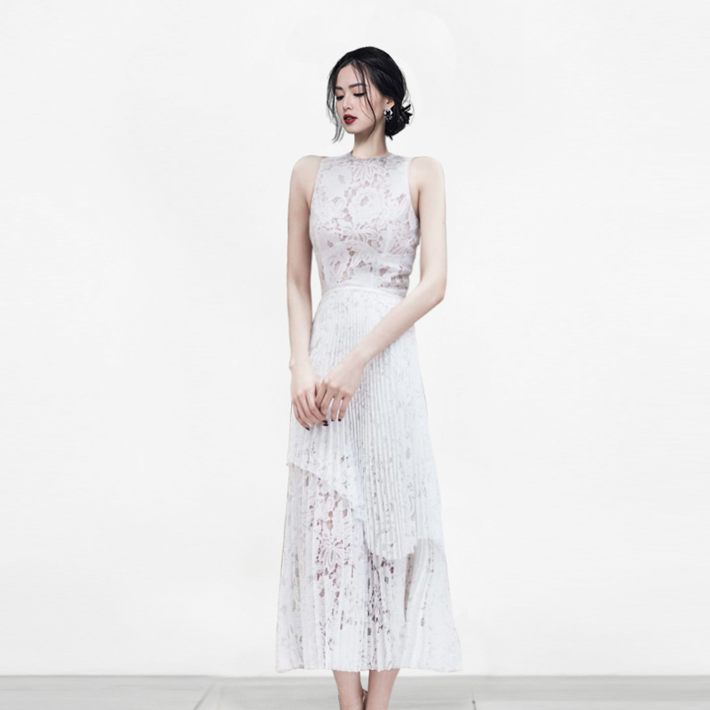 Lace slim dress hollow Korean style formal dress