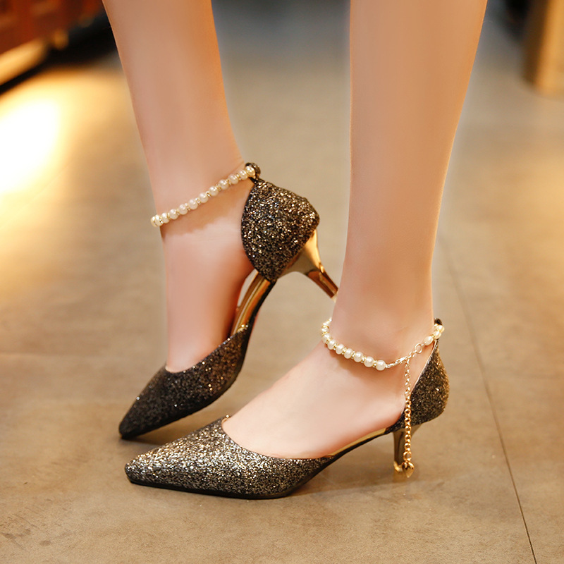 Sequins sandals fashion high-heeled shoes for women