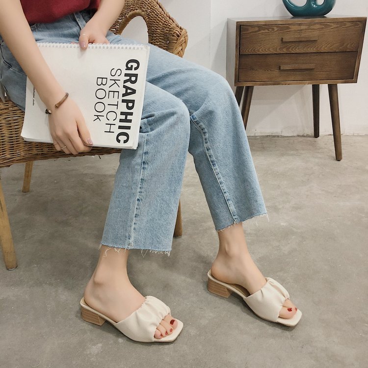 Fold flat slippers fashion open toe shoes for women