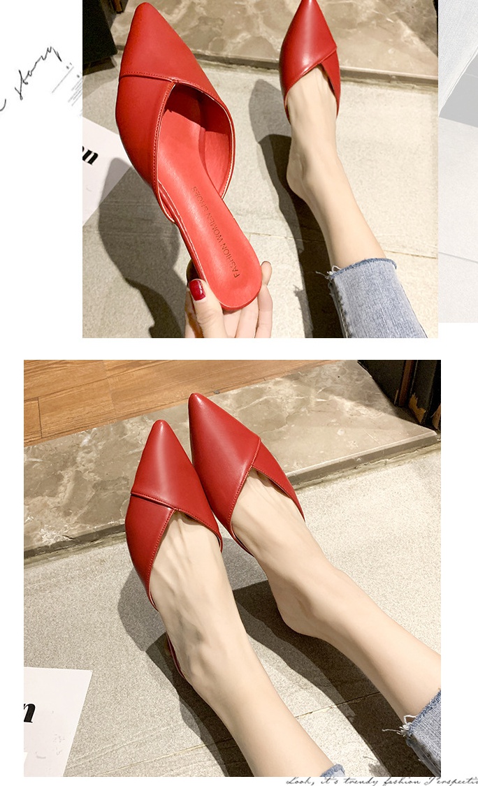 Low half pointed Korean style fashion slippers for women