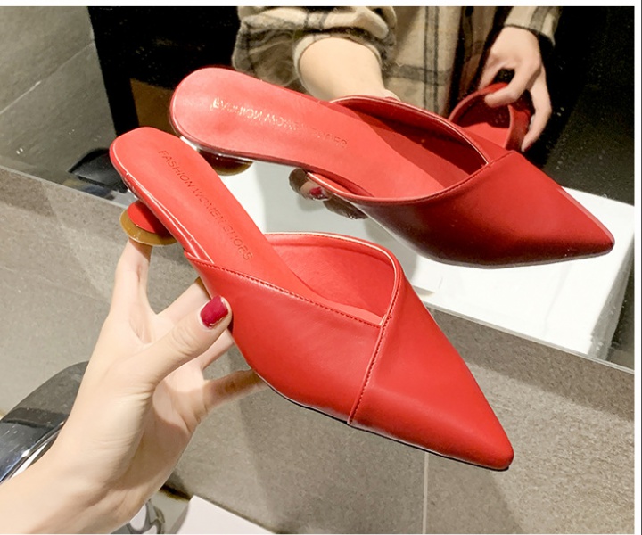 Low half pointed Korean style fashion slippers for women