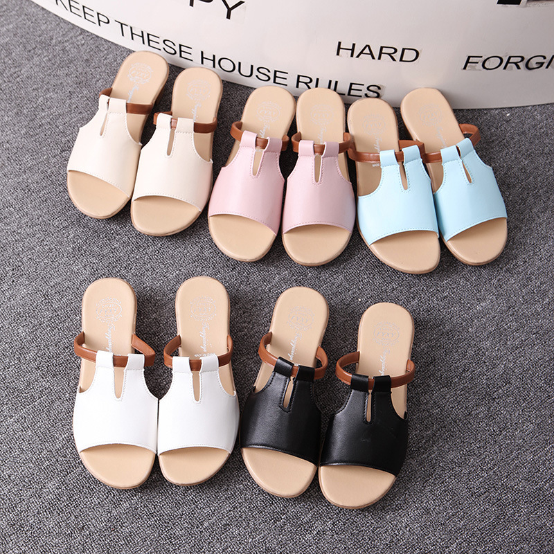Korean style large yard sandals flat slippers for women