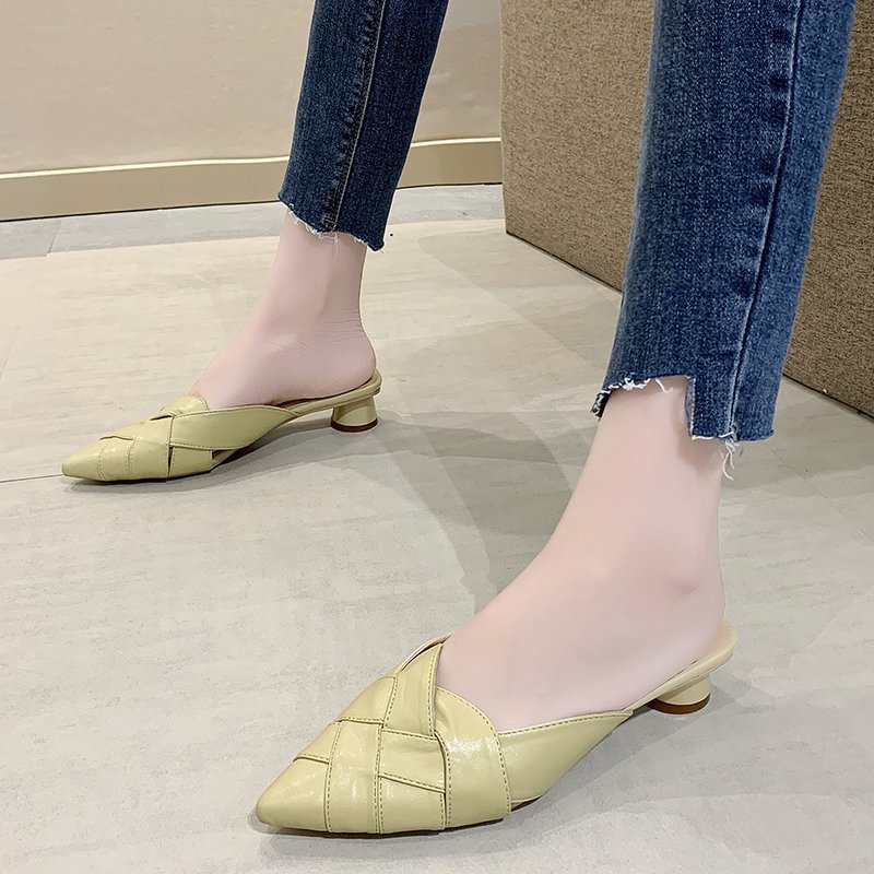Middle-heel slippers pointed shoes for women