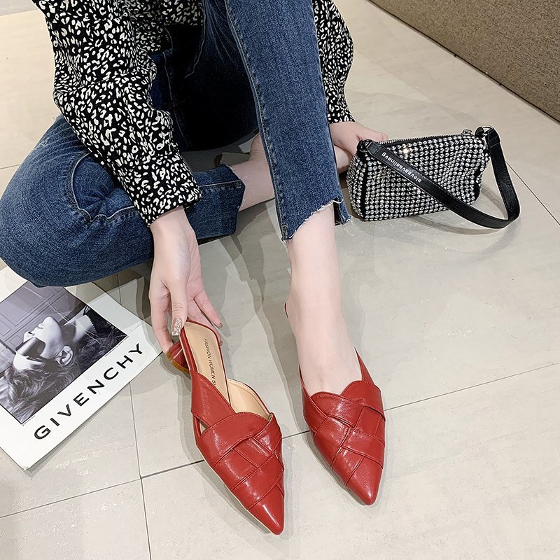 Middle-heel slippers pointed shoes for women