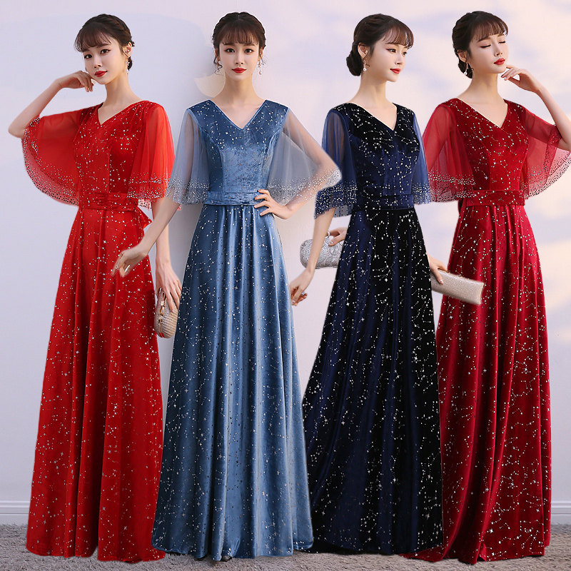 Adult performance clothing host evening dress for women