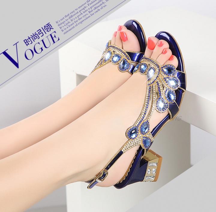 Thick middle-heel shoes genuine leather summer sandals